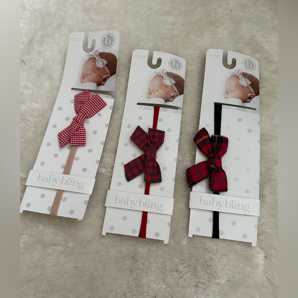 🆕 Baby Bling Bow Headbands - Bundle of 3